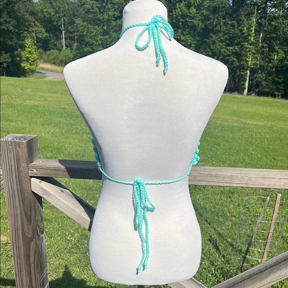 Handmade Turquoise Crochet Halter Top - Picture 5 of 5
